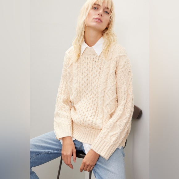 Madewell Cream Cable Knit Sweater - Picture 3 of 10